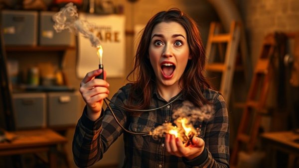 The three powers of belief: energetic woman with wires.