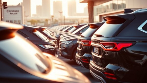 Line of sleek SUVs at dealership, showcasing time-to-list efficiency.