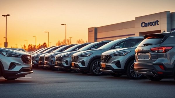 Compact SUVs in dealership lot reflecting on time-to-list for used cars