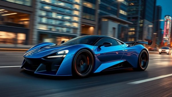 Futuristic 2027 Maserati MCPura driving at night in city