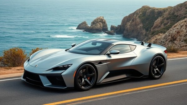 Rezvani Beast X V-8 sports car on coastal road with ocean view