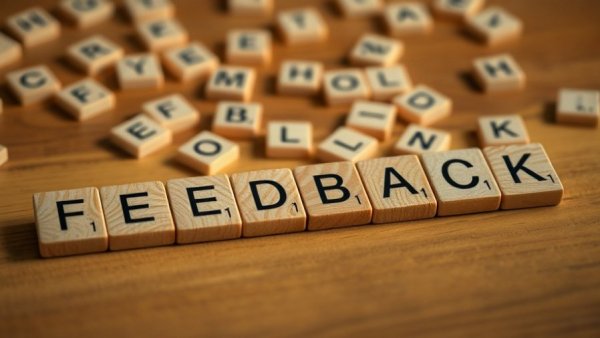 Scrabble tiles spelling feedback symbolize delaying feedback auto dealerships