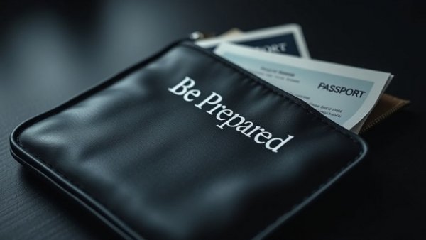 Document pouch with passports for crossing the Canadian border with an RV.