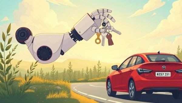 AI in Automotive Digital Retail Experience: Robotic arm with car keys.