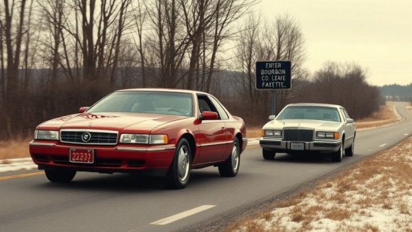 1995 Cadillac SLS vs Lincoln Continental on rural road