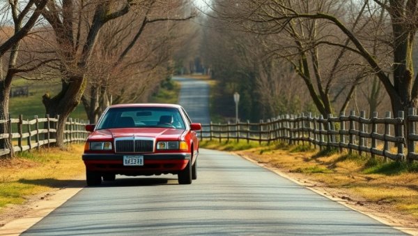 Vintage Cadillac vs Lincoln 1995 on a country road