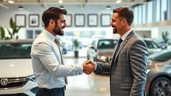 Importance of the first five minutes in sales shown in a car dealership.