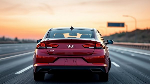Rear view of a red Hyundai Elantra highlighting automobile finance options.