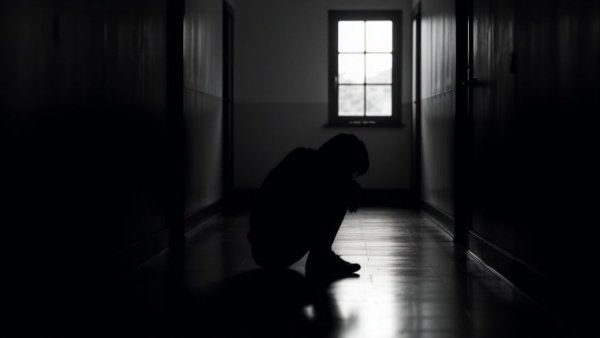 Solitary silhouette in dark hallway depicting workplace bullying in dealerships.