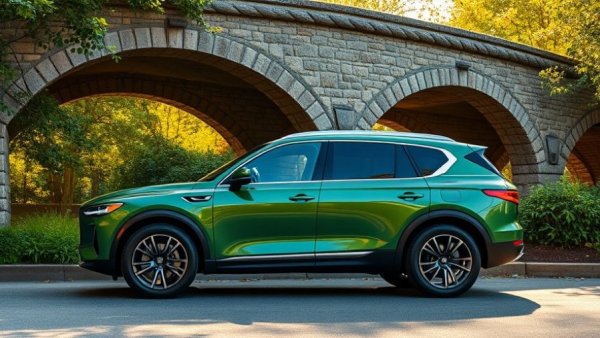 2027 Genesis GV90 electric SUV parked under a stone bridge.