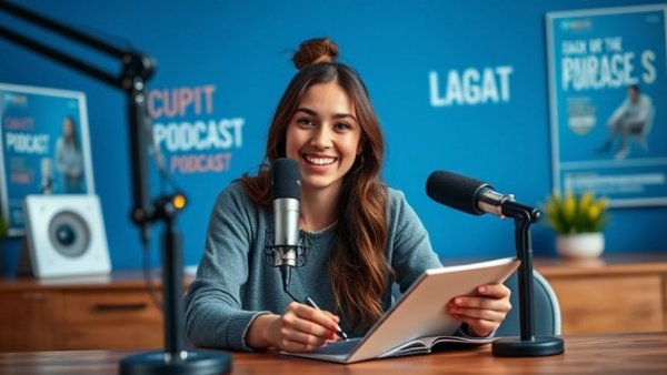 Young woman podcasting about auto body repair costs.