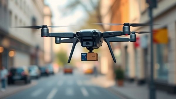 Autonomous drone delivering parts in an urban setting