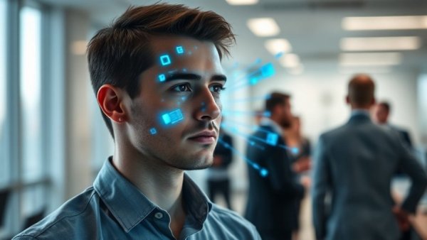 Young professional with data projection in dealership office