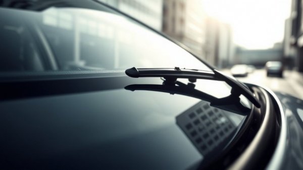 Clean car windshield close-up with wiper in sunlight