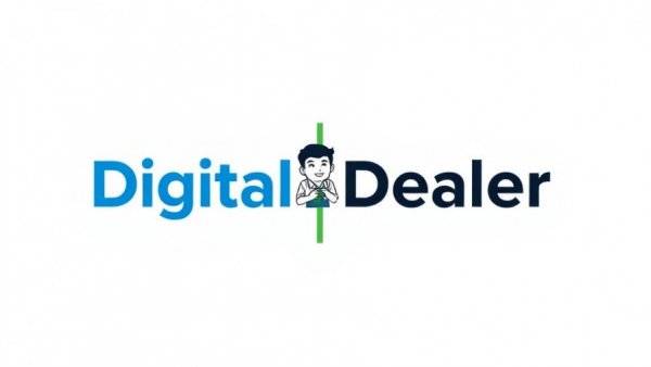 Digital Dealer logo with cartoon mascot, used car financing rates