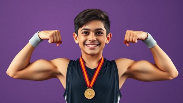 One-on-One Meetings in Dealership Management: Young boy flexing muscles.