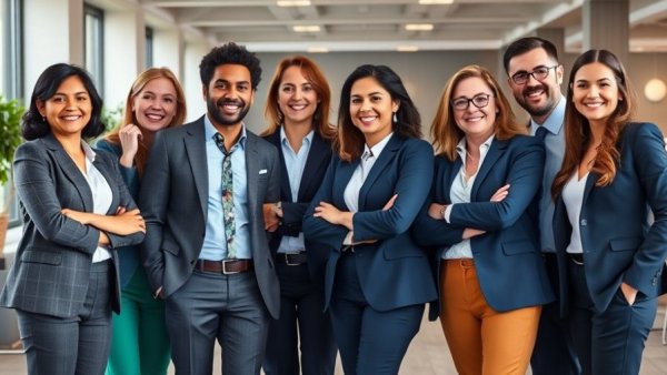 Smiling professionals in office representing family-owned auto dealerships.