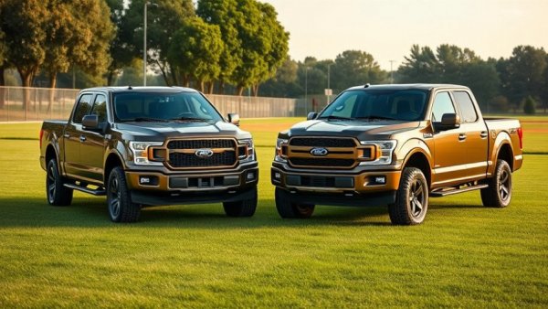2027 Ford F-150 Carhartt Edition trucks parked on grass in park.