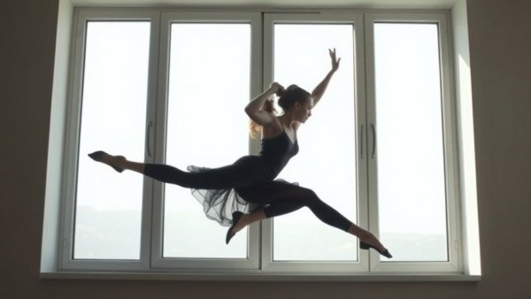 Silhouette of a woman balancing in a window frame, symbolizing AI raising performance expectations.