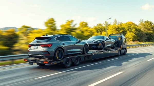 Modern car carrier on highway showcasing vehicle transport segment tech advancements.