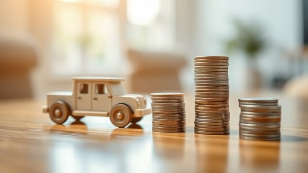 Wooden car and stacked coins illustrating rising vehicle ownership costs.