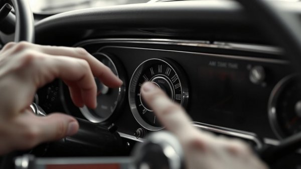 Classic car dashboard showing AM radio requirement.