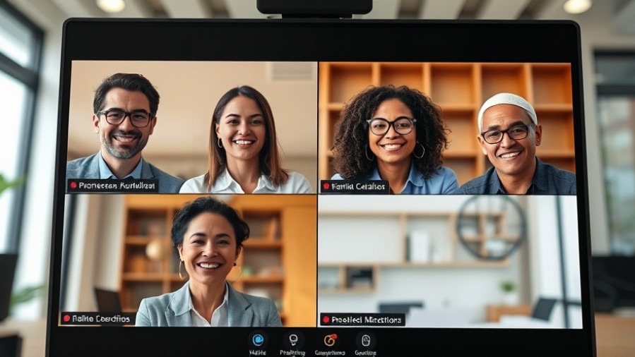 Diverse professionals on a video call discussing dealership culture and team performance strategies.