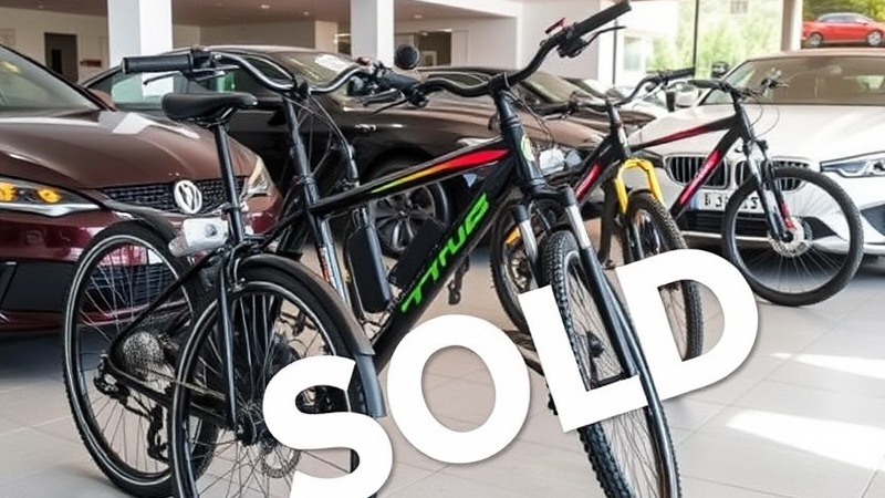 chic ebike store, energetic, welcoming customers with a smile, photorealistic, interior with wooden floors and brick walls, highly detailed, bikes lined up in rows, dynamic reflections, warm tones, natural light filtering through, shot with a wide-angle lens.