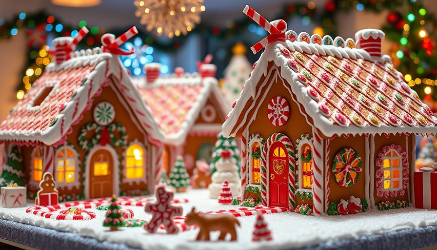 NYC holiday activities: festive gingerbread houses display.