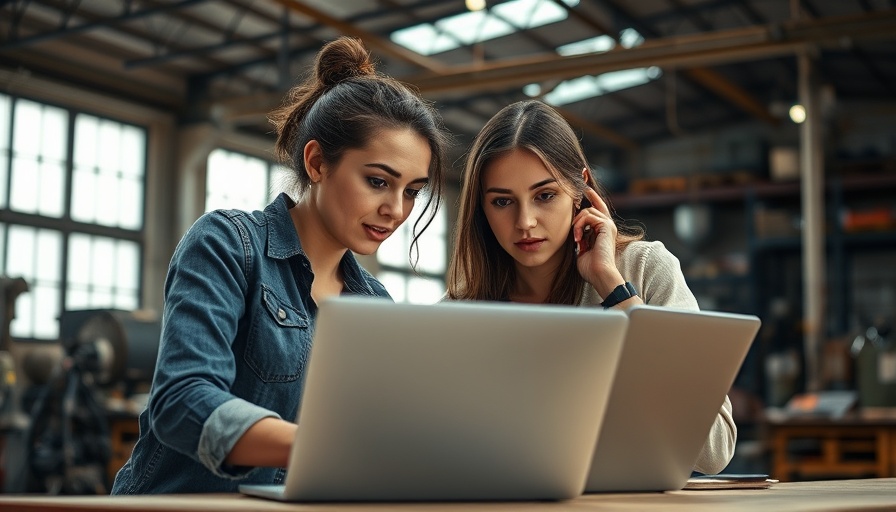 Women discussing AI dealership strategies in a modern workshop.