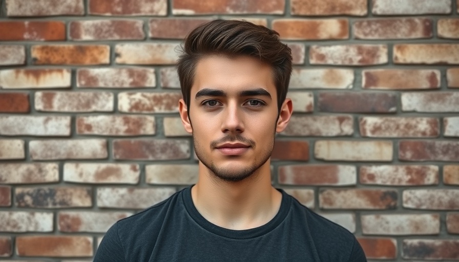 Young man in front of brick wall, sales success strategies concept.