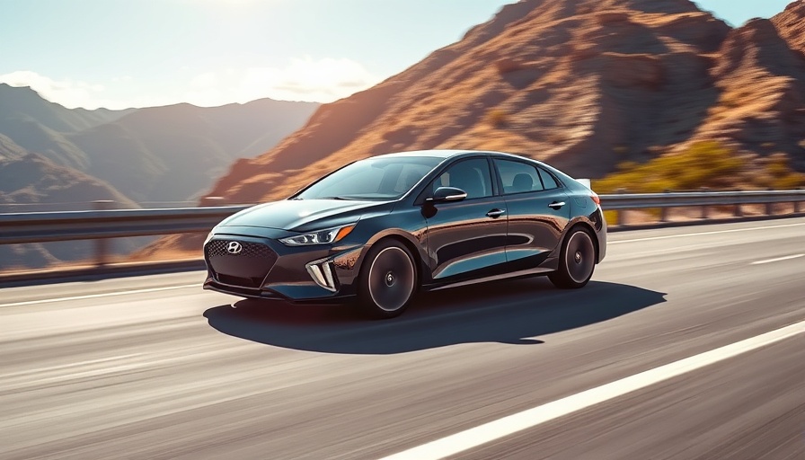 Futuristic Hyundai Ioniq 9 cruising on scenic highway