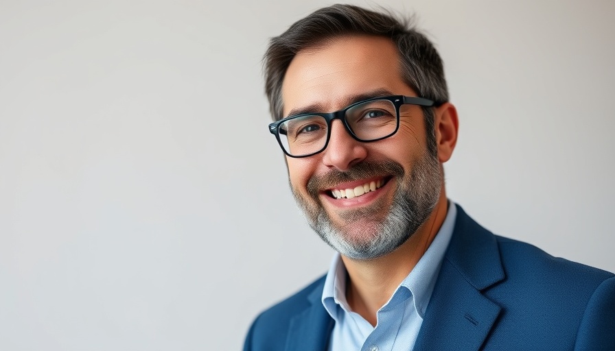 Middle-aged man in blue blazer, smiling portrait.