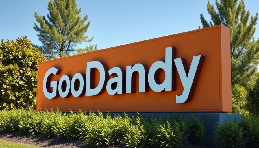 GoDaddy logo sign in outdoor setting, representing digital presence.