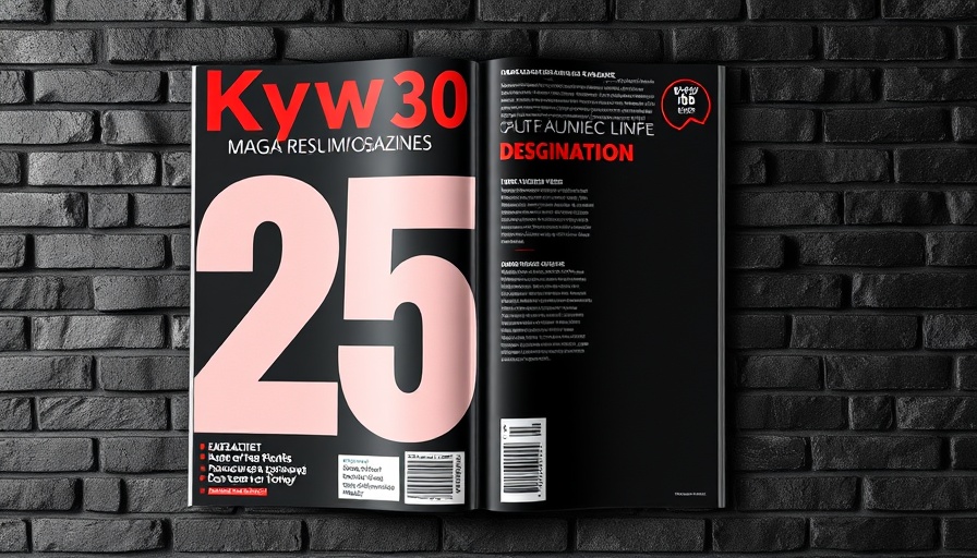 E-titling featured on top 25 magazine cover design, bold red typography.