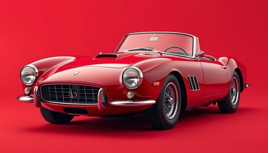 Photobook cover featuring sleek red vintage Ferrari.