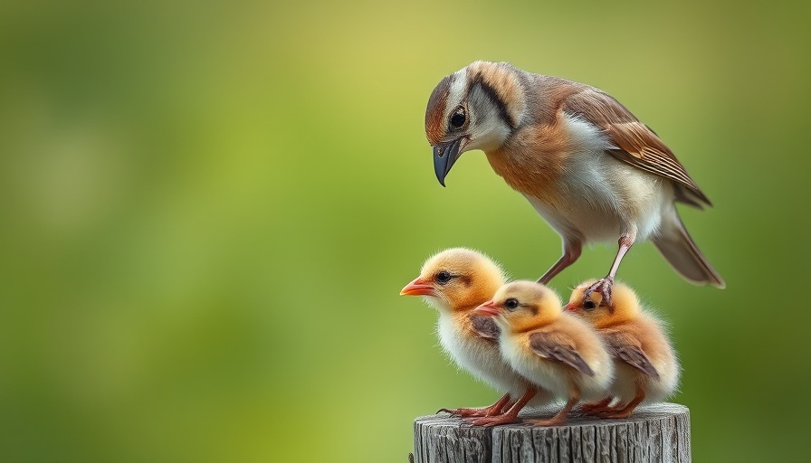 Bird feeding chicks on a post, symbolizing leadership transformation.