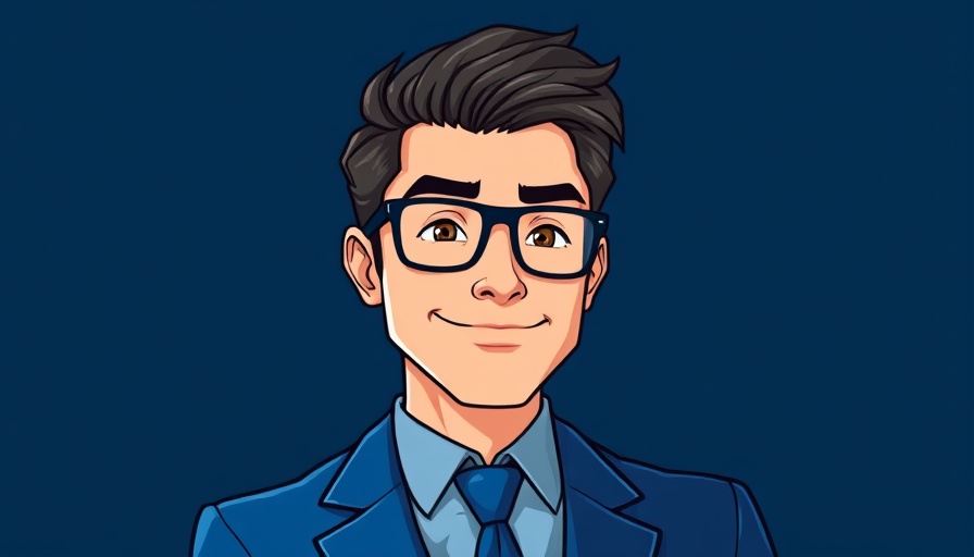 Illustrated man in blue suit and glasses representing parametric insurance