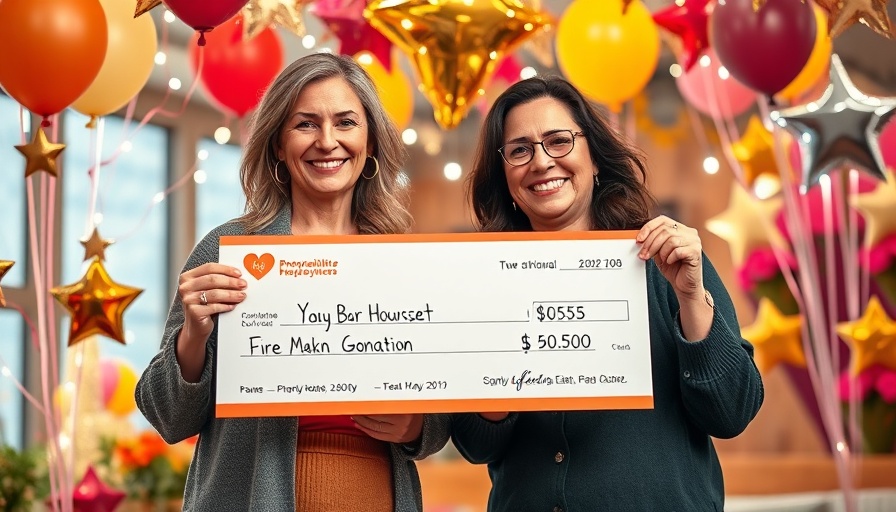 Howard Bentley Buick donation presentation with two women holding a large check.