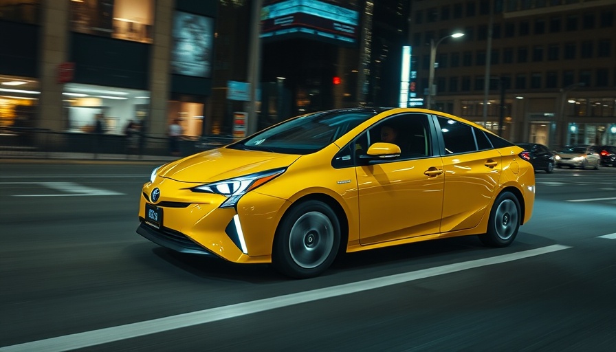 Toyota Prius 2025 in city at night, motion blur effect