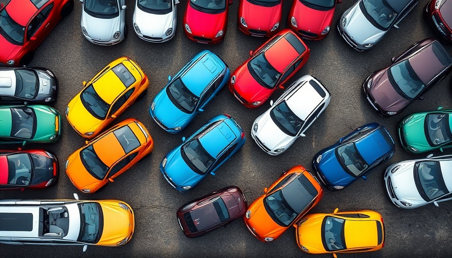 Various used-car values in vibrant dealership lot.