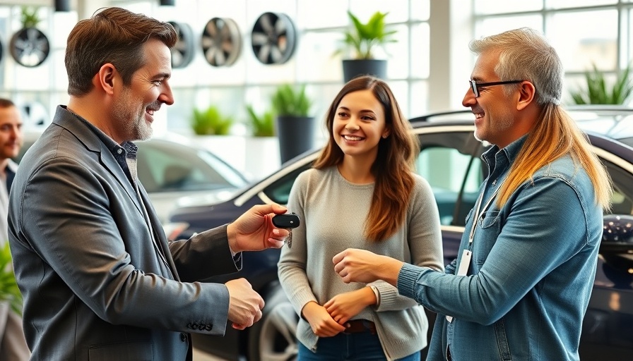 CarGurus survey shows family at dealership receiving car keys.