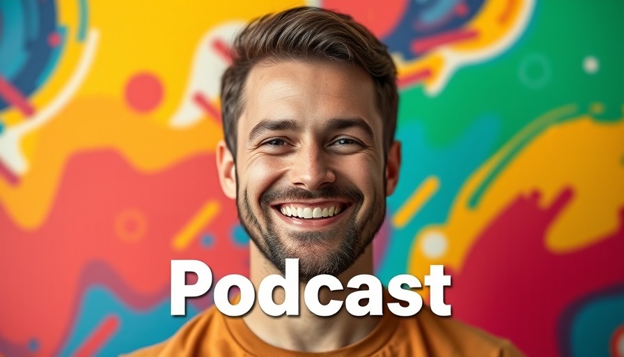 Modern podcast cover with smiling man discussing sales strategies.