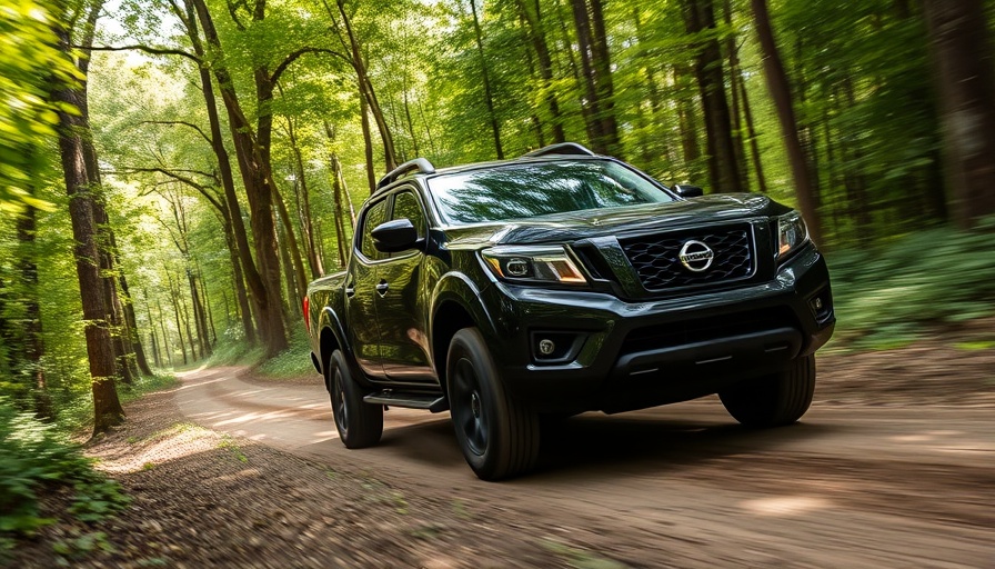 Nissan Frontier 2025 driving through a forest setting