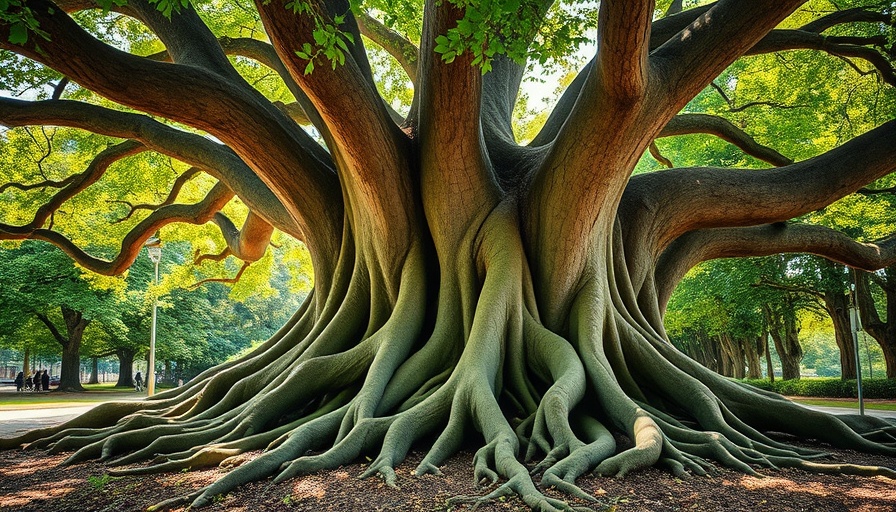 Leadership strategies highlighted by a tree symbolizing growth.