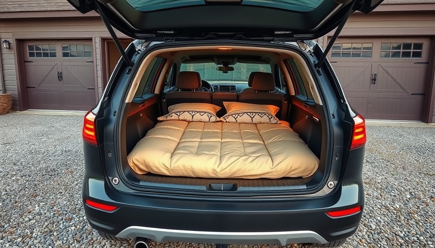 Lucid Air Pure car trunk bed camping setup.