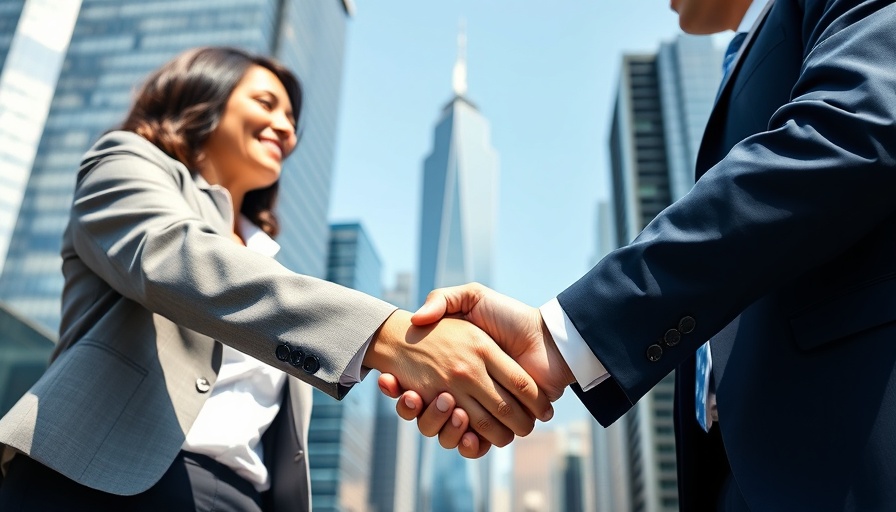 Professional handshake in corporate setting, George Kang advisory.