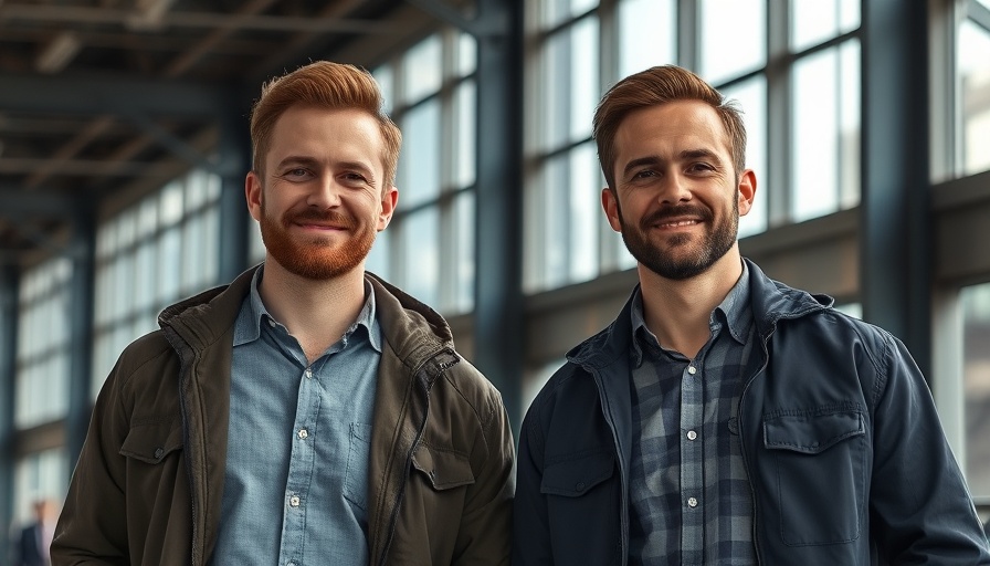 Confident men standing in front of modern industrial building for OpenLedger.