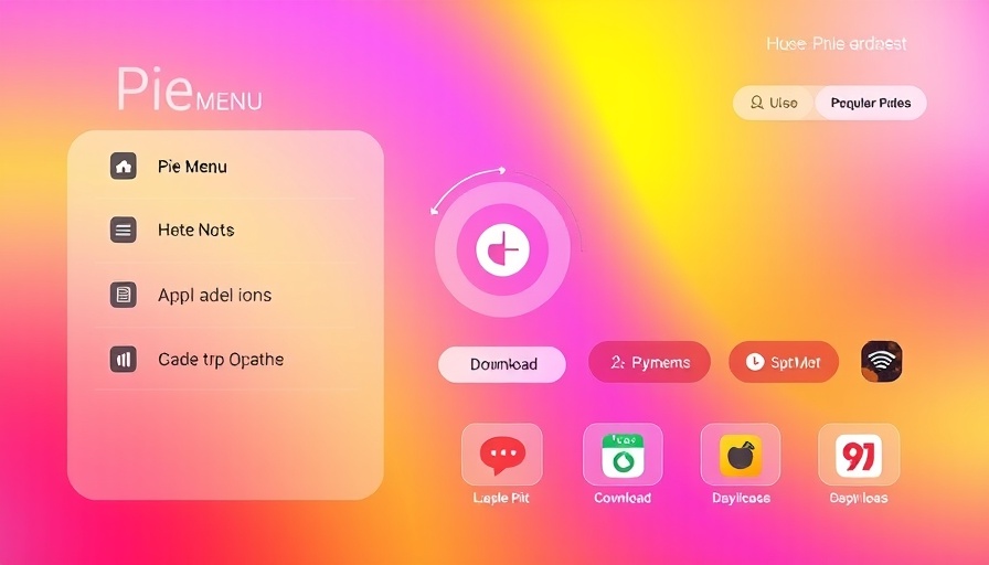 Gradient interface of Pie Menu, a 2025 designer tool, with vibrant design.