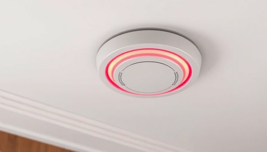 Nest Protect with glowing red ring on ceiling